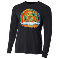 Retro Geometric Sunrise Cooling Performance Long Sleeve Crew