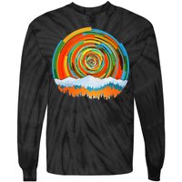 Retro Geometric Sunrise Tie-Dye Long Sleeve Shirt