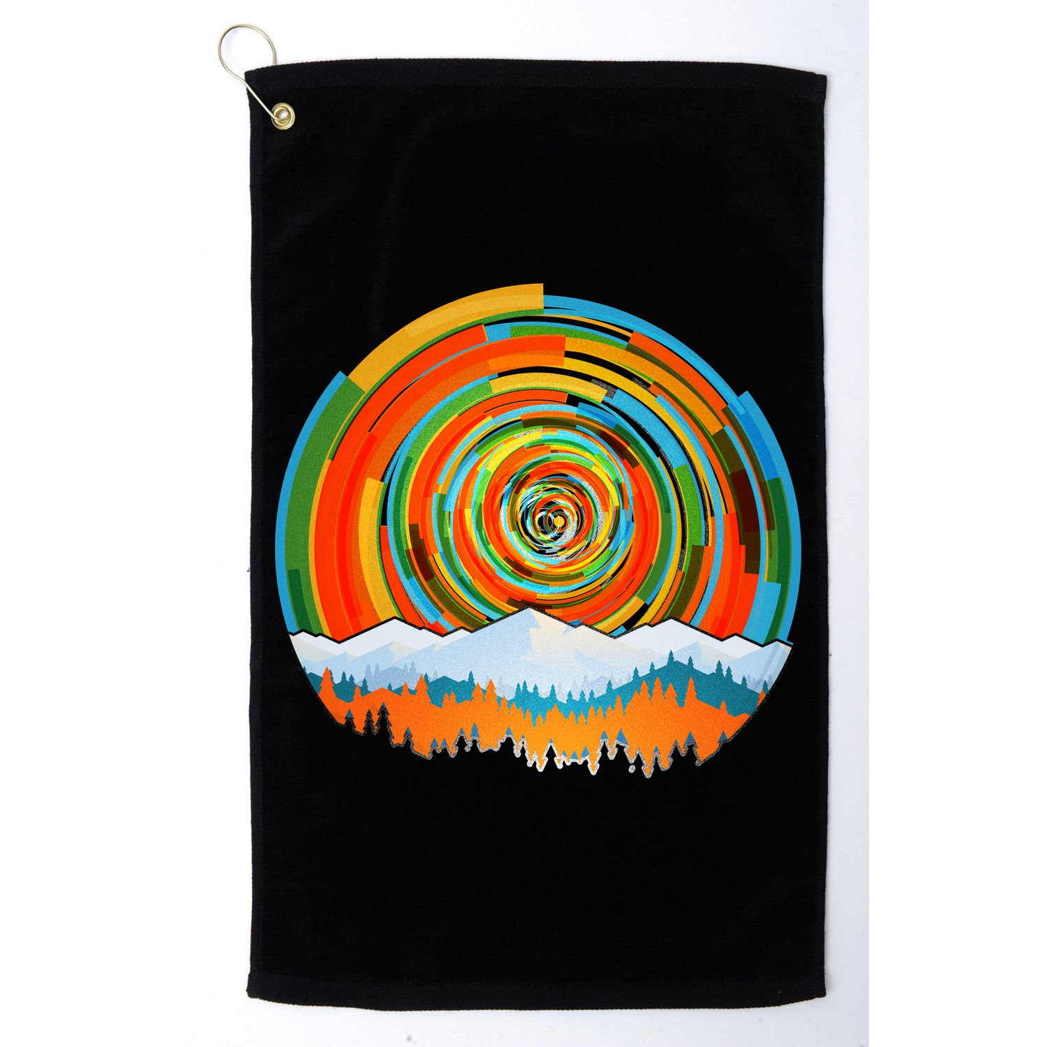 Retro Geometric Sunrise Golf Towel