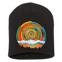 Retro Geometric Sunrise Short Acrylic Beanie