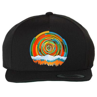 Retro Geometric Sunrise Wool Snapback Cap