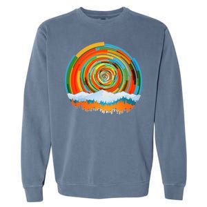 Retro Geometric Sunrise Garment-Dyed Sweatshirt