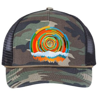 Retro Geometric Sunrise Retro Rope Trucker Hat Cap