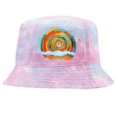 Retro Geometric Sunrise Tie-Dyed Bucket Hat