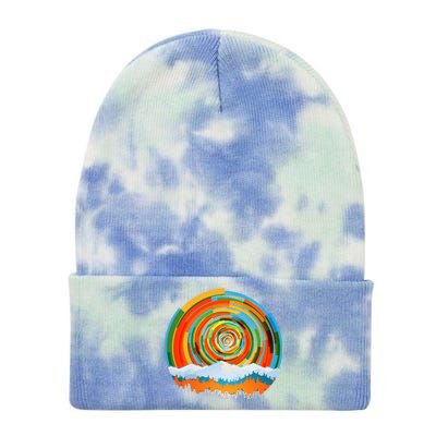 Retro Geometric Sunrise Tie Dye 12in Knit Beanie