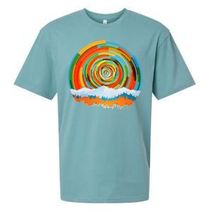 Retro Geometric Sunrise Sueded Cloud Jersey T-Shirt