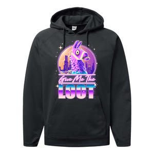 Retro Give Me the Loot Llama Loot Performance Fleece Hoodie