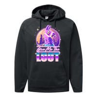 Retro Give Me the Loot Llama Loot Performance Fleece Hoodie