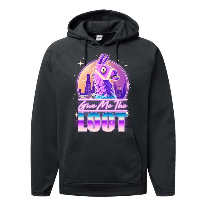 Retro Give Me the Loot Llama Loot Performance Fleece Hoodie