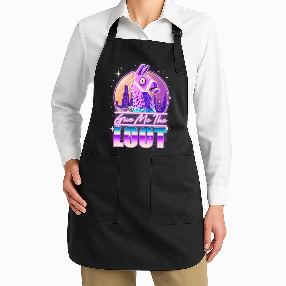 Retro Give Me the Loot Llama Loot Apron