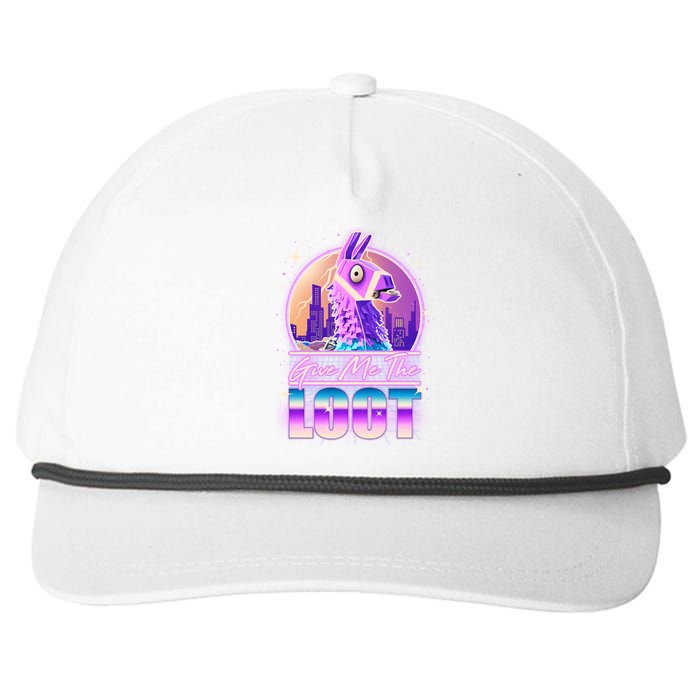 Retro Give Me the Loot Llama Loot Snapback Five-Panel Rope Hat