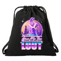Retro Give Me the Loot Llama Loot Drawstring Bag