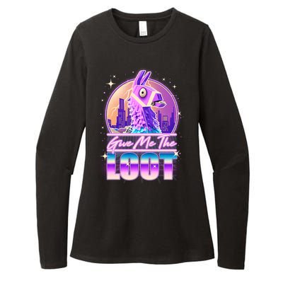 Retro Give Me the Loot Llama Loot Womens CVC Long Sleeve Shirt