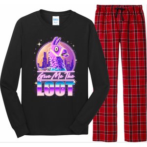 Retro Give Me the Loot Llama Loot Long Sleeve Pajama Set