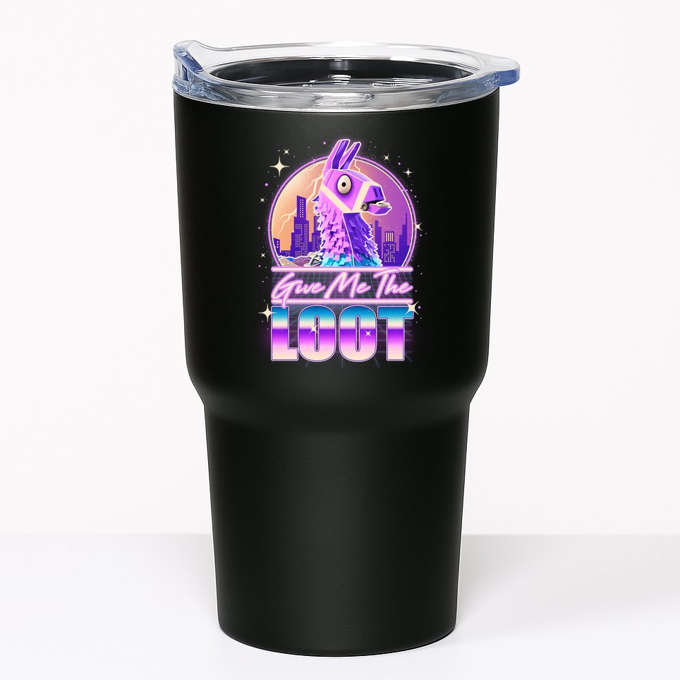 Retro Give Me the Loot Llama Loot Tumbler