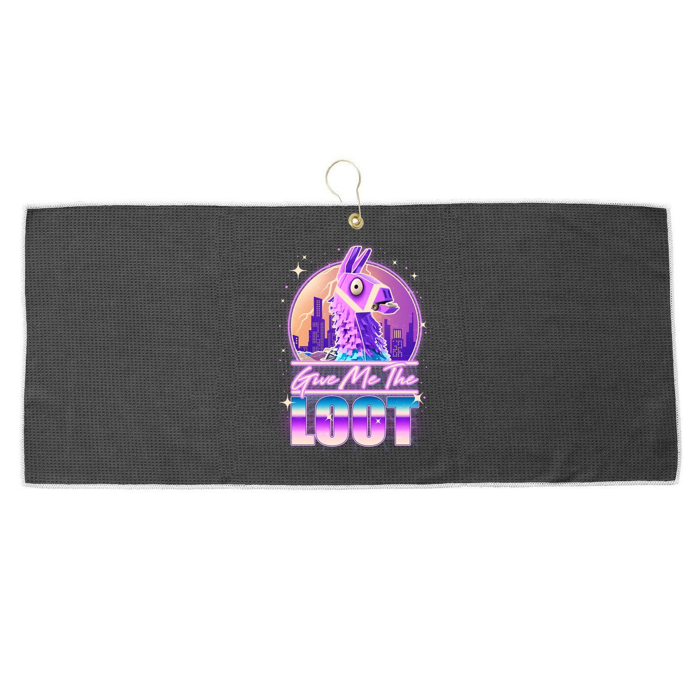 Retro Give Me the Loot Llama Loot Large Microfiber Waffle Golf Towel