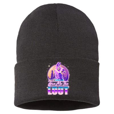 Retro Give Me the Loot Llama Loot Sustainable Knit Beanie