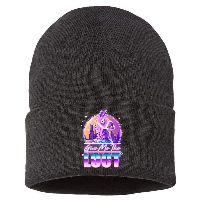 Retro Give Me the Loot Llama Loot Sustainable Knit Beanie