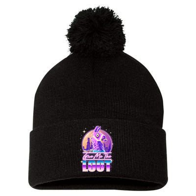 Retro Give Me the Loot Llama Loot Pom Pom 12in Knit Beanie