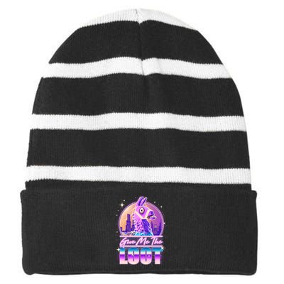 Retro Give Me the Loot Llama Loot Striped Beanie with Solid Band