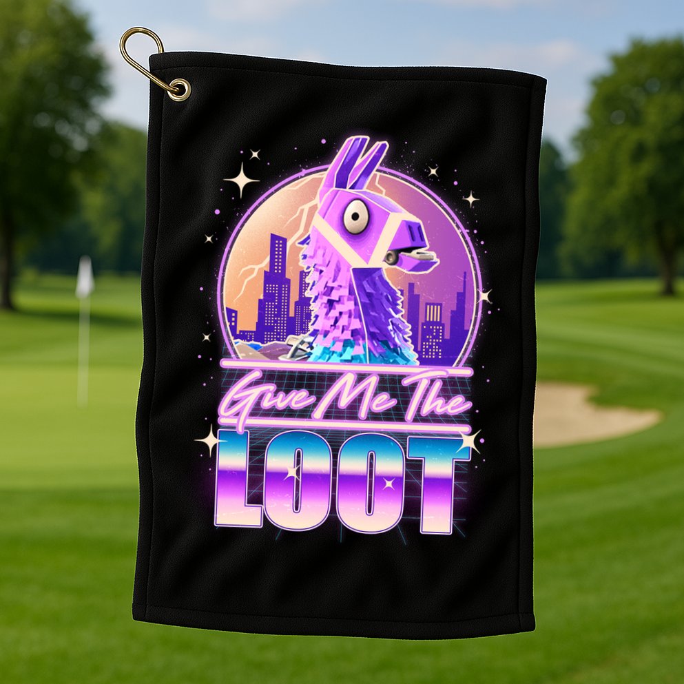 Retro Give Me the Loot Llama Loot Golf Towel