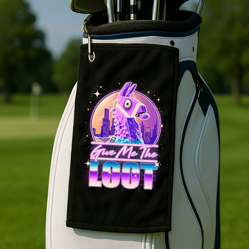 Retro Give Me the Loot Llama Loot Golf Towel