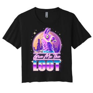 Retro Give Me the Loot Llama Loot Women's Crop Top Tee