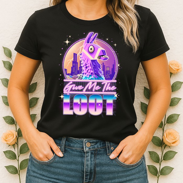 Retro Give Me the Loot Llama Loot Womens T-Shirt
