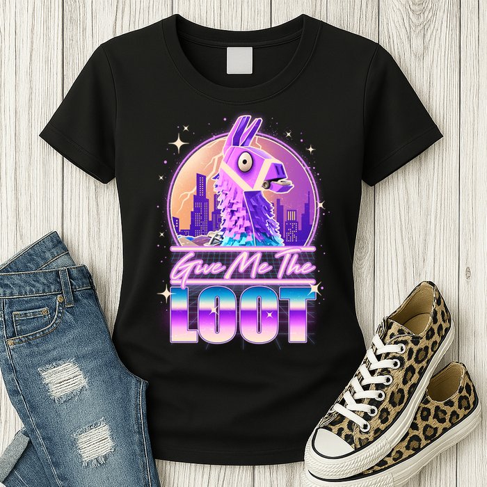 Retro Give Me the Loot Llama Loot Womens T-Shirt