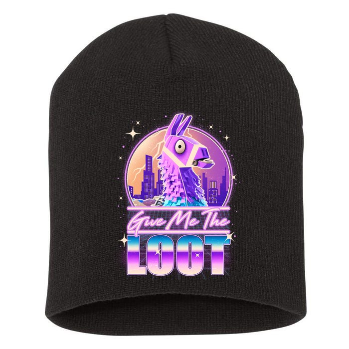 Retro Give Me the Loot Llama Loot Short Acrylic Beanie