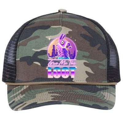 Retro Give Me the Loot Llama Loot Retro Rope Trucker Hat Cap