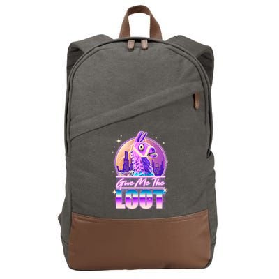 Retro Give Me the Loot Llama Loot Cotton Canvas Backpack