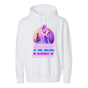 Retro Give Me the Loot Llama Loot Garment-Dyed Fleece Hoodie