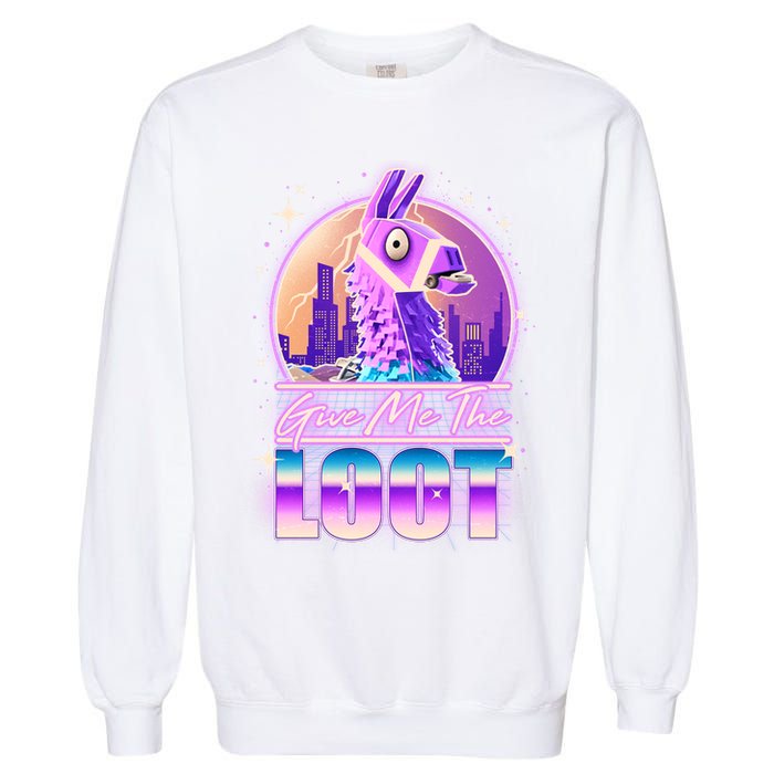 Retro Give Me the Loot Llama Loot Garment-Dyed Sweatshirt