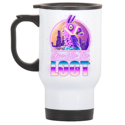 Retro Give Me the Loot Llama Loot Stainless Steel Travel Mug