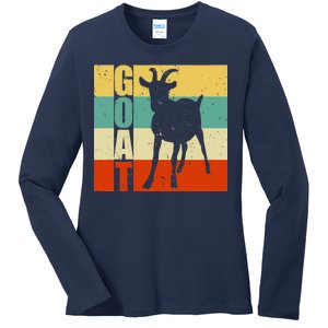 Retro Goat Ladies Long Sleeve Shirt