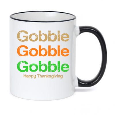 Retro Gobble Funny Thanksgiving 11oz Black Color Changing Mug