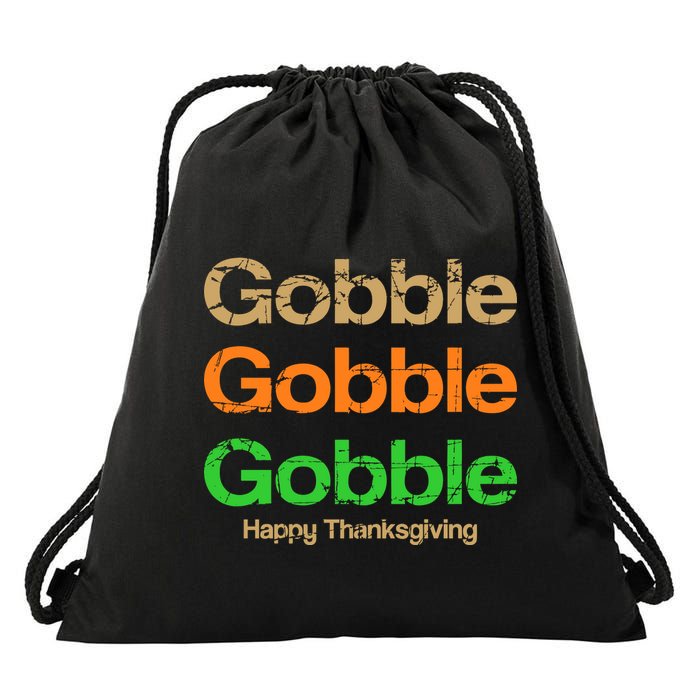 Retro Gobble Funny Thanksgiving Drawstring Bag