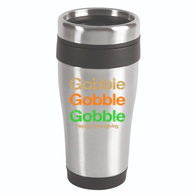 Retro Gobble Funny Thanksgiving 16oz Travel Tumbler