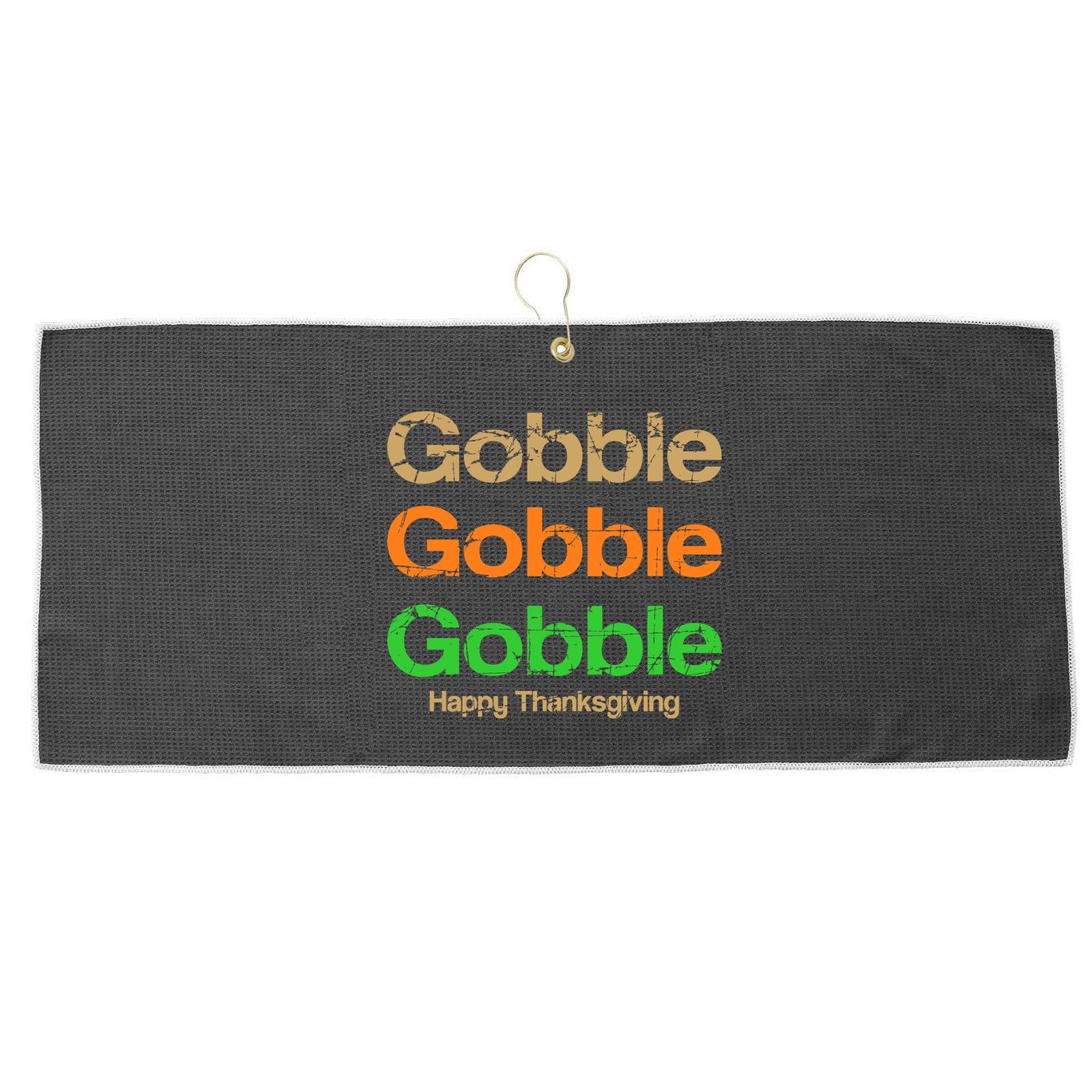 Retro Gobble Funny Thanksgiving Large Microfiber Waffle Golf Towel