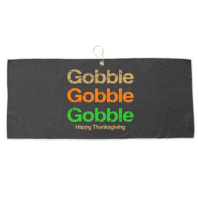 Retro Gobble Funny Thanksgiving Large Microfiber Waffle Golf Towel