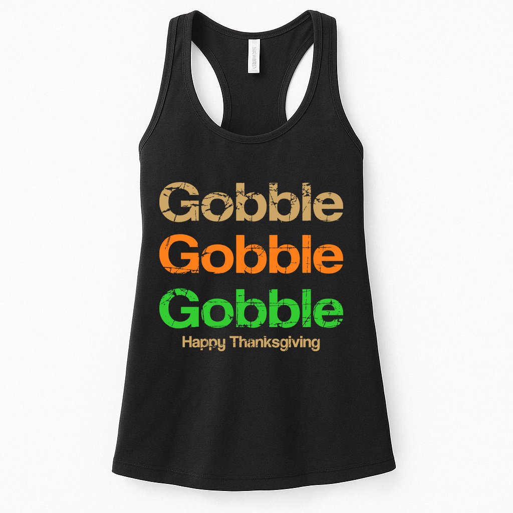 Retro Gobble Funny Thanksgiving Womens Tank Top