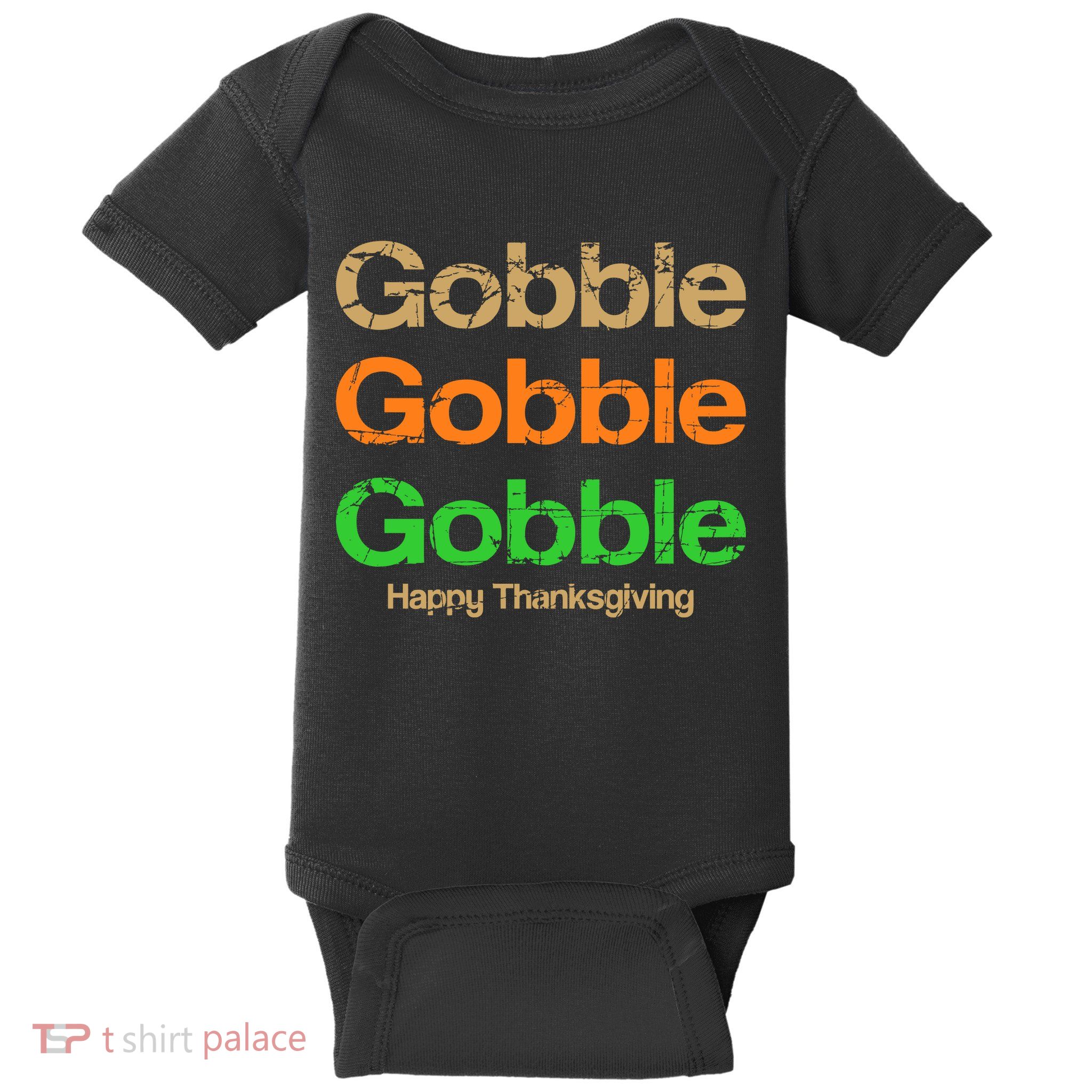 Retro Gobble Funny Thanksgiving Baby Bodysuit