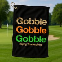 Retro Gobble Funny Thanksgiving Golf Towel