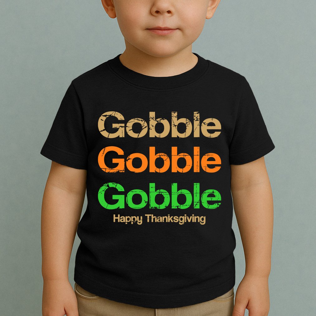 Retro Gobble Funny Thanksgiving Toddler T-Shirt