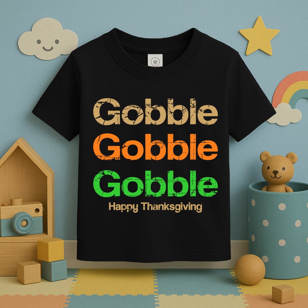 Retro Gobble Funny Thanksgiving Toddler T-Shirt