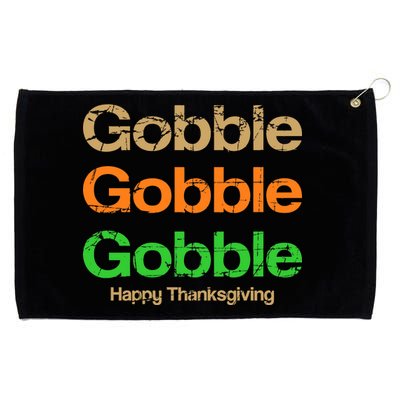 Retro Gobble Funny Thanksgiving Grommeted Golf Towel