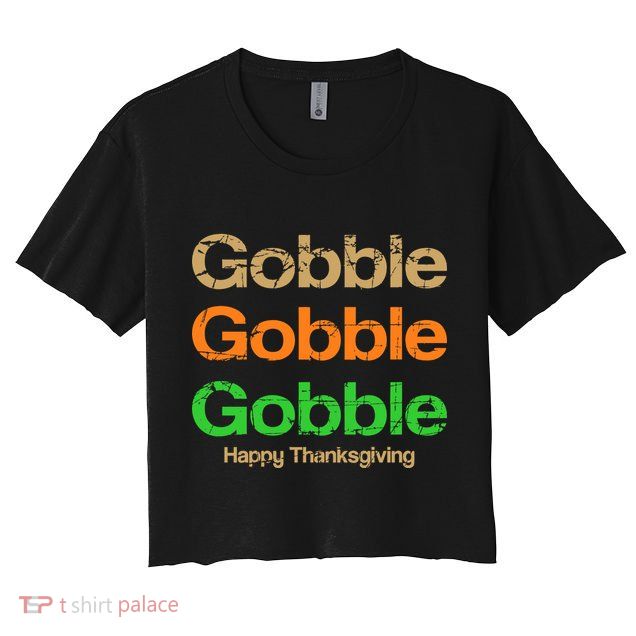 Retro Gobble Funny Thanksgiving Crop Top
