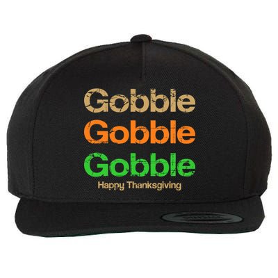 Retro Gobble Funny Thanksgiving Wool Snapback Cap