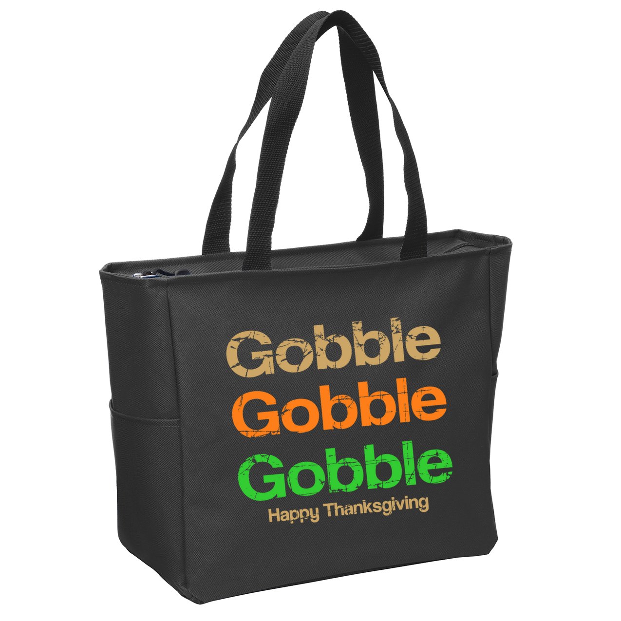 Retro Gobble Funny Thanksgiving Zip Tote Bag